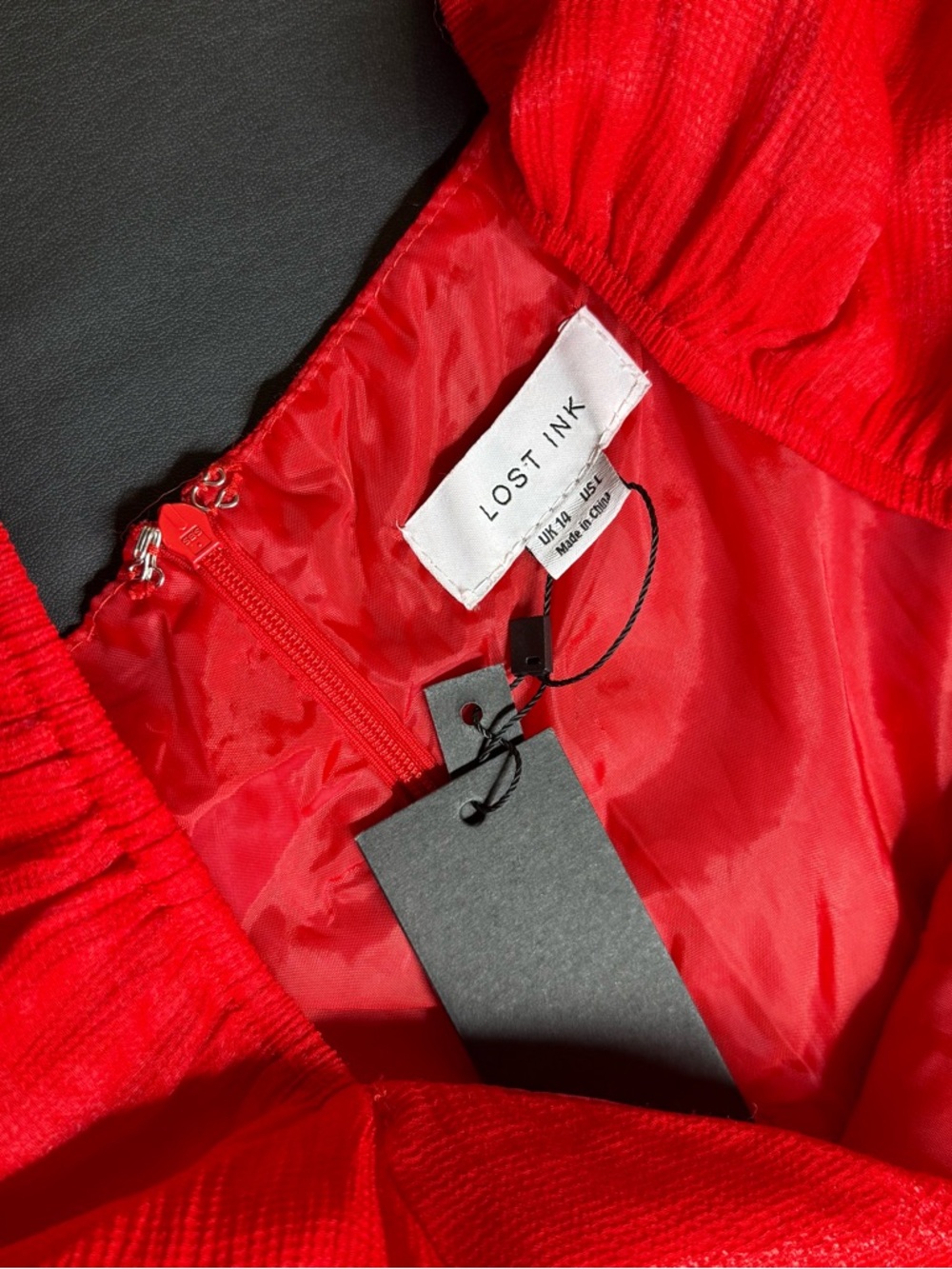 NWT Red Puff-Sleeve Jumpsuit - Picture 3 of 6